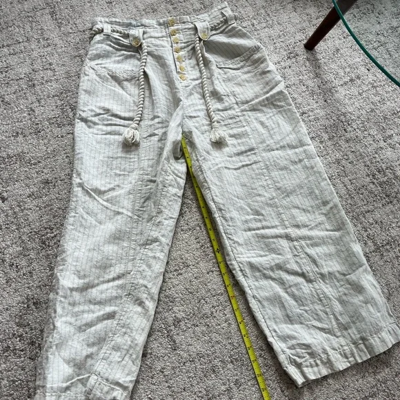 Maeve Anthropologie Wide Leg Linen Blend new High Rise Barrel Boho Summer Siez 8 - Picture 6 of 15